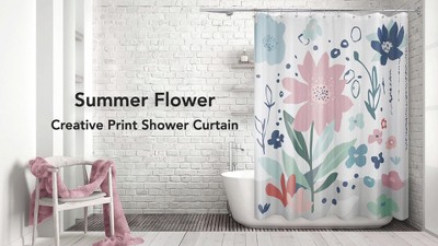Summer Flower Multicolor Polyester Fabric Shower Curtain