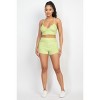 Slickblue Terry Bralette Top & Mini Shorts Set, Backless Tie Detail, Casual Summer Look, Lime, Cropped Fit, Size S-L - 2 of 4