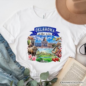 Artistic Oklahoma State Themes and Landmarks T-Shirt, Tee for History and Travel Lovers| OrnamentallyYou - 1 of 4