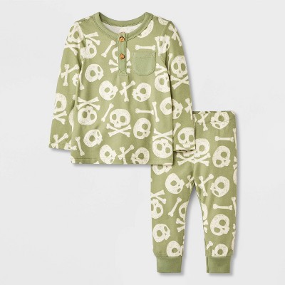 Baby Halloween Skull & Bones Long Sleeve T-Shirt & Jogger Set - Cat & Jack™ Green