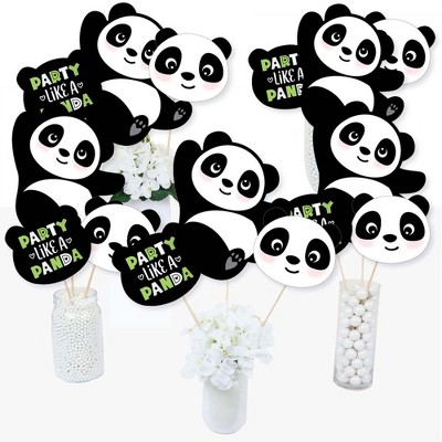 Big Dot of Happiness Party Like a Panda Bear - Baby Shower or Birthday Party Centerpiece Sticks - Table Toppers - Set of 15