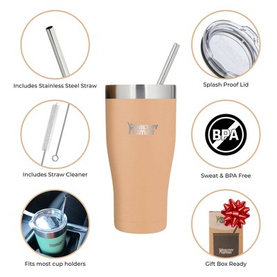 Papaya Stainless Steel Insulated Travel Tumbler with Straw & Lid