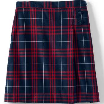 Lands' End School Uniform Kids Slim Plaid A-line Skirt Below the Knee