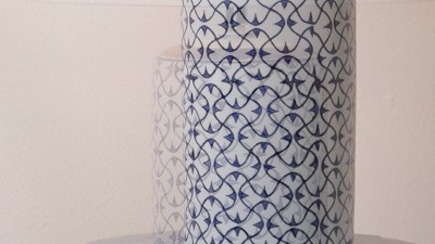 Vivian Hand-Painted Blue and White Ceramic Table Lamp with Linen Shade