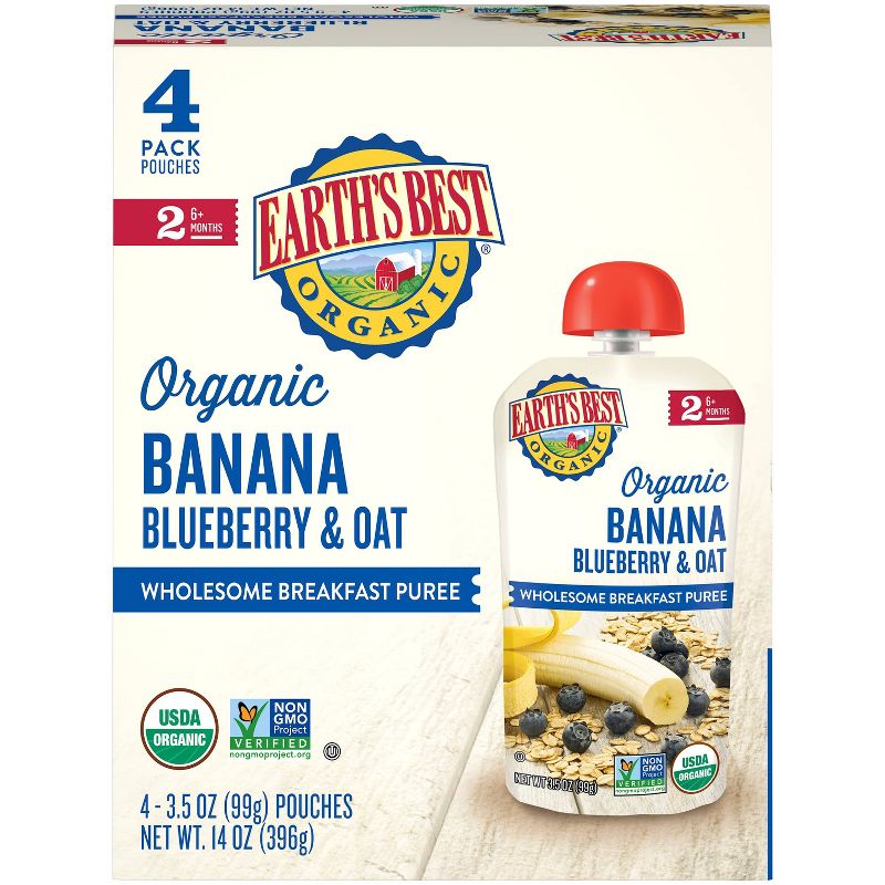 Earth's Best Organic Blueberry Banana Flax & Oat Baby Food Pouch - (Select Count), 5 of 6