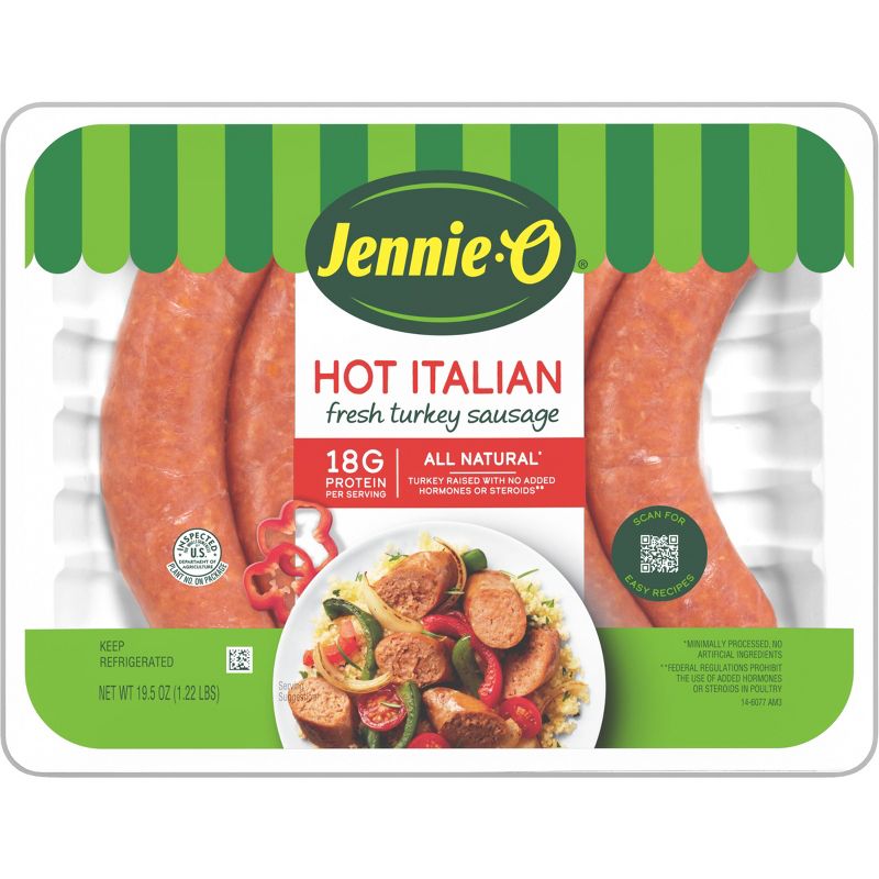 Jennie-O All Natural Hot Italian Turkey Sausage - 19.5oz, 1 of 9