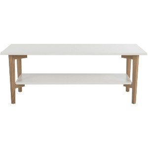 Caraway Rectangle Coffee Table - White/Oak - Safavieh - 1 of 4