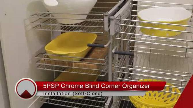 Rev-A-Shelf 5PSP-15-CR Chrome Blind Corner 4 Shelf Slide Out Kitchen Cabinet Organizer, 2 of 8, play video