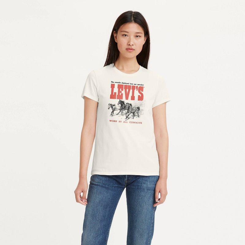 Levi's® Women's Perfect Short Sleeve T-Shirt - Horse Trio Egret, 1 of 4