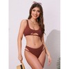 INSPIRE CHIC Women's Cutout Racerback Ribbed Bikini Sets, Scoop Neck Top Triangle Bottom Swimwear Bathing Suits 1 Set - 4 of 4
