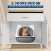 Cat Litter Box Enclosure Furniture, Wooden Cat House with Scratching Board Doors and Storage Drawer - 4 of 4