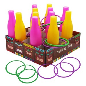 4E's Novelty Tiki Bottle Ring Toss Game Set 12 Colorful Bottles – Fun Luau Party Games for All Ages - 1 of 4
