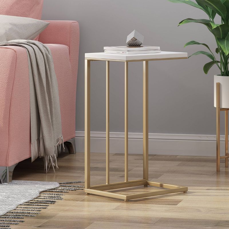 Durand Modern Glam End Table White - Christopher Knight Home, 3 of 9