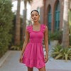 Knit & Lounge Women’s Smocked Bodice Mini Dress Ruffle Sleeve Tiered Hem Square Neckline Lightweight Casual Fit - 2 of 4