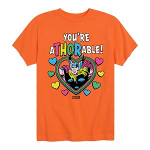 Boys' - Marvel - Thor Valentine You're Athorable Short Sleeve Graphic T-Shirt - 1 of 4