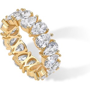 14K Gold Plated Pear Love Eternity Rings for Women | Gold Cubic Zirconia Ring | Bridal Eternity Wedding Band Ring - 1 of 4