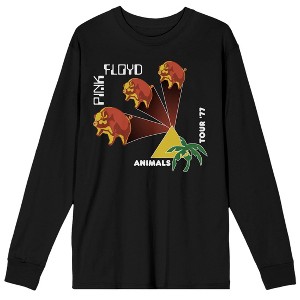 Pink Floyd Animals Tour '77 Crew Neck Long Sleeve Men's Black Tee - 1 of 3