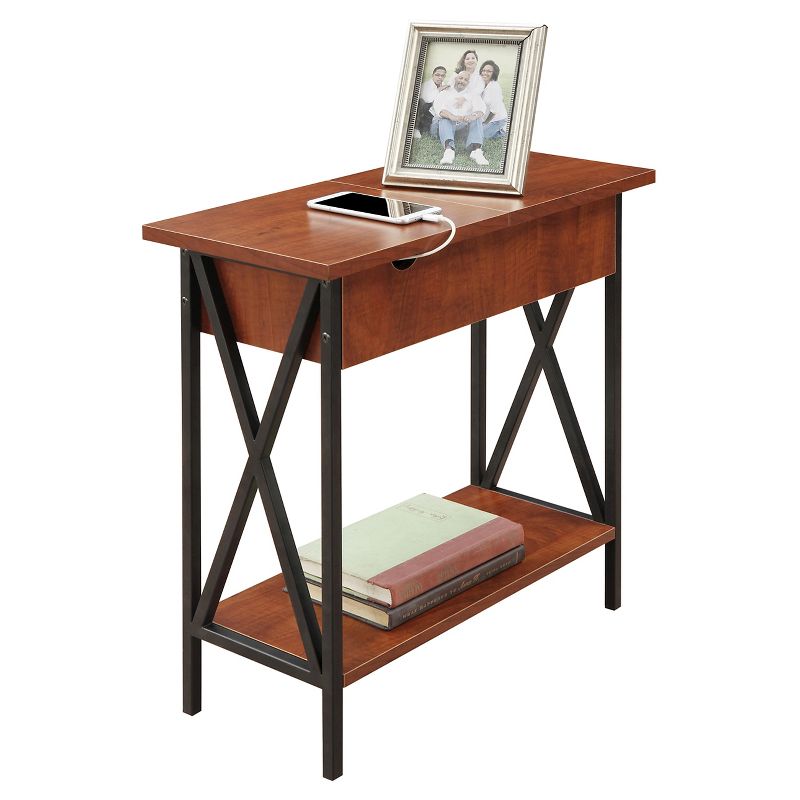 Tucson Flip Top End Table with Charging Station and Shelf - Breighton Home, 4 of 9