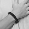 Black Bow Jewelry 11mm Antiqued Stainless Steel & Black Leather Woven Bracelet, 8.25 In - 3 of 4