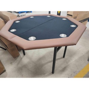 48"Poker Table Foldable, 8-Player Octagon Poker Card Board Game Table with Padded Rails, Stainless Steel Cup Holders ＆ Folding Metal Legs - 1 of 1