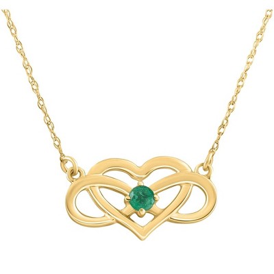 Pompeii3 Emerald Gemstone Heart Pendant 10k Gold Women's 18" Necklace