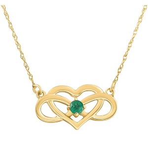 Pompeii3 Emerald Gemstone Heart Pendant 10k Gold Women's 18" Necklace - 1 of 4