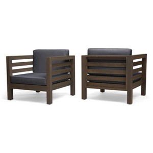 Christopher Knight Home Oana Outdoor Acacia Wood Club Chair with Cushion - 1 of 4