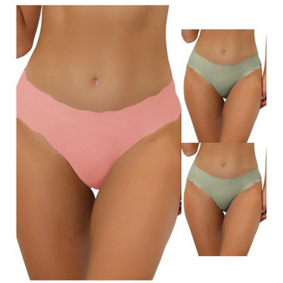Allegra K Women's Unlined No-Show Stretch Laser Cut Solid Invisible Briefs 3 Packs