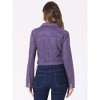 INSPIRE CHIC Women's Casual Faux Suede Notched Collar Button Up Cropped Jacket with Pockets - 4 of 4