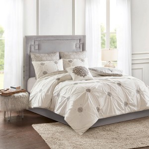 Lyngins 6-Piece Reversible Cotton Comforter Set, Shabby Chic Embroidered Full/Queen Bedding Set with Comforter, Shams, Euro Shams & Decorative Pillow - 1 of 4