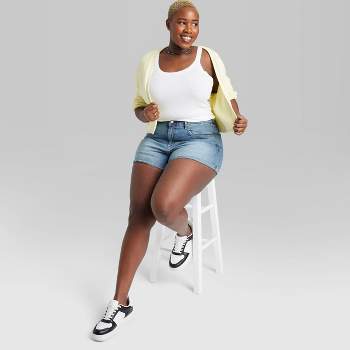 Women's High-rise Curvy Easy Rigid Jean Shorts - Wild Fable™ Medium Wash 30  : Target