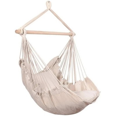 33"Hanging Rope Hammock Chair Swing Seat with Two Seat Cushions and Carrying Bag
