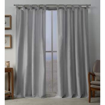 Set of 2 Loha Linen Braided Tab Top Window Curtain Panel - Exclusive Home