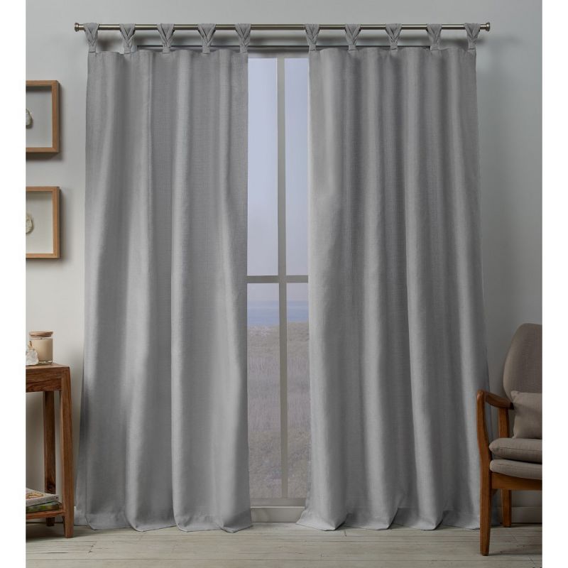 Set of 2 Loha Linen Braided Tab Top Window Curtain Panel - Exclusive Home, 1 of 12
