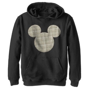 Boy's Disney Mickey Mouse Plaid Silhouette Pull Over Hoodie - 1 of 4