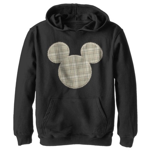 Boy's Disney Mickey Mouse Plaid Silhouette Pull Over Hoodie - Black - X  Large : Target