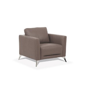 35" Malaga Chair Taupe Leather - Acme Furniture: Chrome Legs, No Assembly Required - 1 of 4