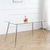 CAVINAS Dining Table Contemporary Rectangle Tempered Glass Dining Table with Metal Legs - 2 of 4