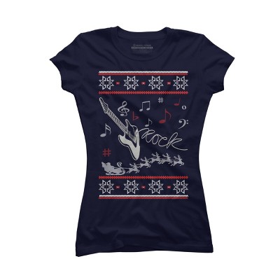 Junior's Design By Humans Rock Christmas By sophialada T-Shirt