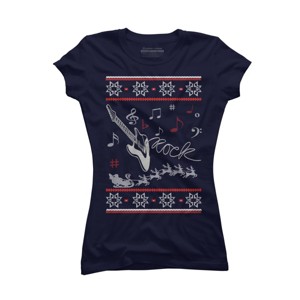 Junior's Design By Humans Rock Christmas By sophialada T-Shirt - 1 of 3