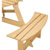 Gulches 6-Person Round Outdoor Picnic Table with 3 Built-in Benches - 2" Umbrella Hole, Weather-Resistant Natural Wood - 4 of 4