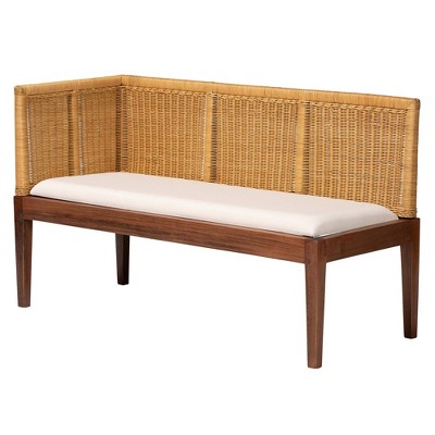 Tabanan Brown Rattan and Acacia Wood 2-Piece Corner Dining Nook Set