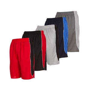 Mens Moisture Wicking Athletic Basketball & Gym Workout Shorts with Pockets Multipack, Up to 3XL, Pack of 5 - 1 of 4