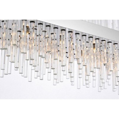 Elegant Chrome and Glass 24-Light Linear Island Chandelier