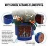 KTMBDW Plant Pots Set of 3, Ceramic Planter Pot with Drainage Hole, Indoor/Outdoor Cylinder Round Planter Pot - 3 of 4