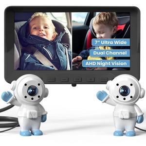 GROWNSY Baby Car Camera for 2 Kids, 7 in Ultrawide AHD Car Baby Monitor with 2 Camera, Night Vision - 1 of 4