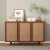 HDZNVF Entryway Storage Media Console Farmhouse Accent Buffet Sideboard Cabinet With Doors and Shelves, Walnut - 4 of 4