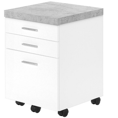 File Cabinet, Rolling Mobile, Storage Drawers, Printer Stand, Office, Work, White And Grey Cement Laminate, Contemporary, Modern