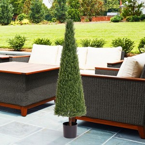 NicBex 1PC Faux Tree, Double Rod 18-leaf Artificial Plant Indoor Fake Plants for Courtyard Entryway, Garden Decor - 1 of 4