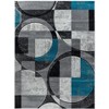 Home Mart Goods Silver Grey Blue Turquoise Geometric Shapes Hand-Carved Abstract Soft Premium Modern Contemporary Non-Shedding Area Rug - 2 of 4